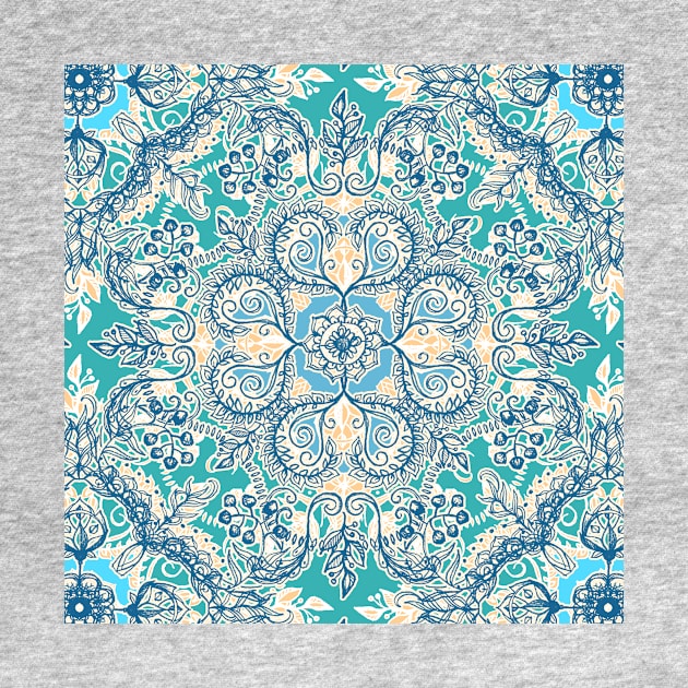 Gypsy Floral in Teal & Blue by micklyn